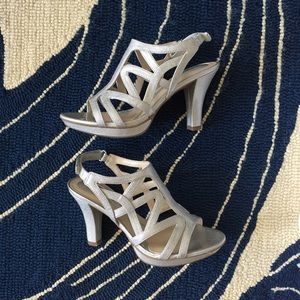 Naturalizer Danya Silver Crosshatch High Sandals